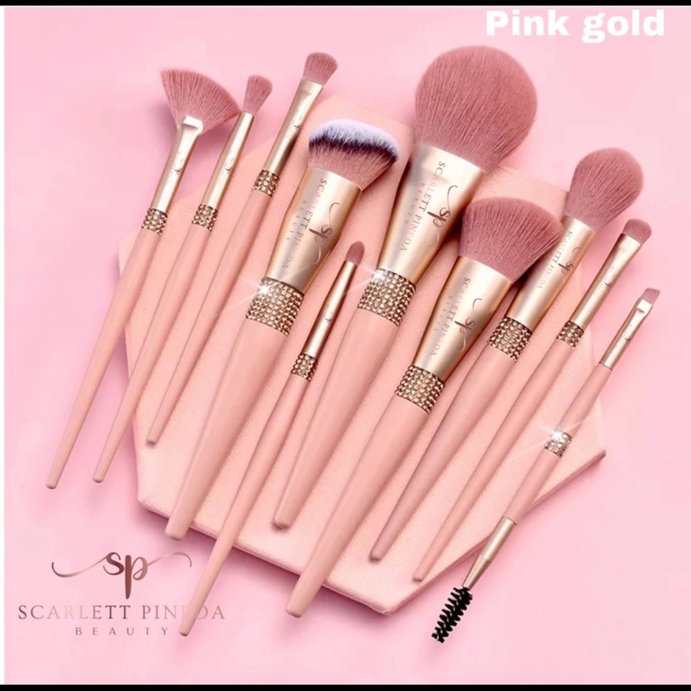 Pink Gold Makeup Brush Set